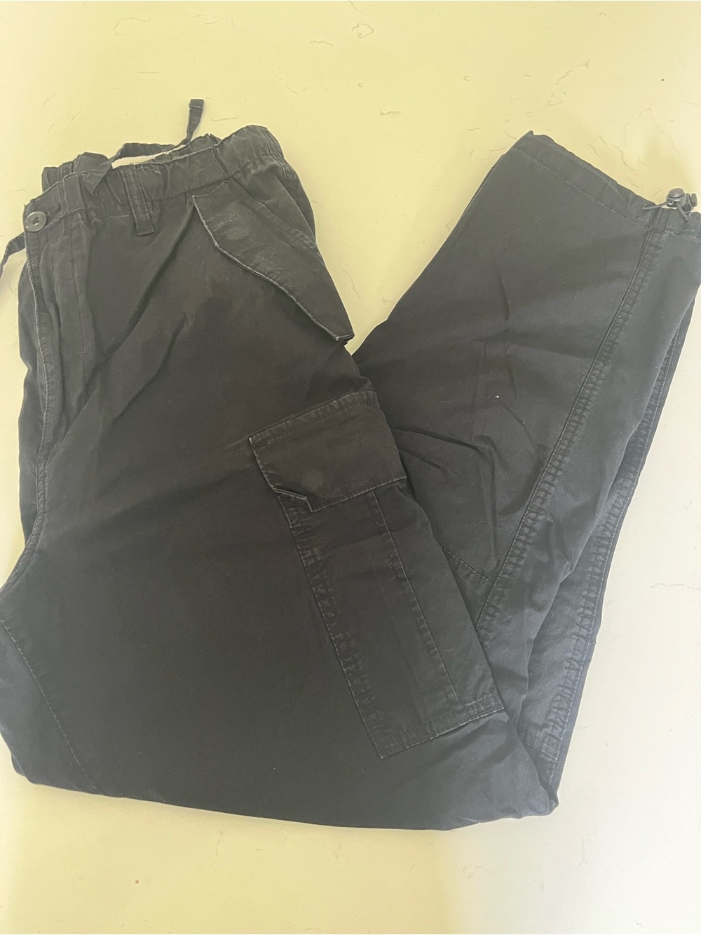 H&M Black Men's Cargo Pants with Side Flap Pockets